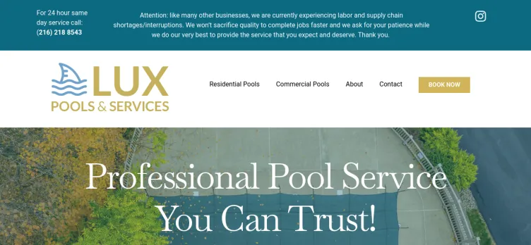 Screenshot Lux Pools and Services