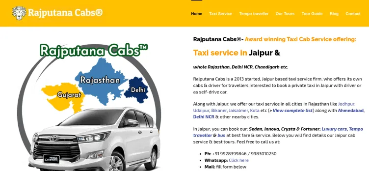 Screenshot Rajputana Cabs