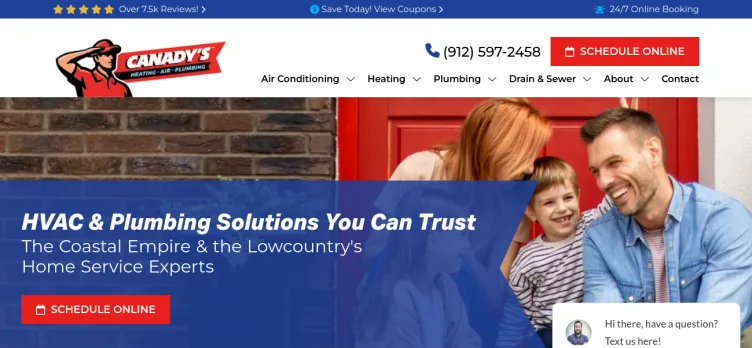 Screenshot Canady's Heating Air & Plumbing