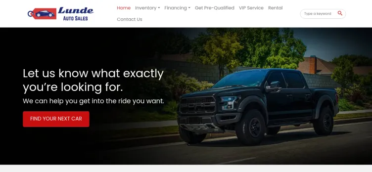 Screenshot Lunde Auto Sales