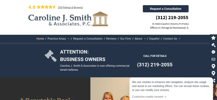 Screenshot Caroline J. Smith & Associates