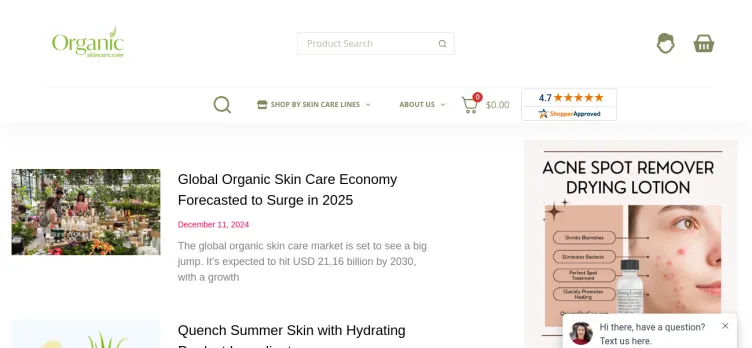 Screenshot OrganicSkincare.com