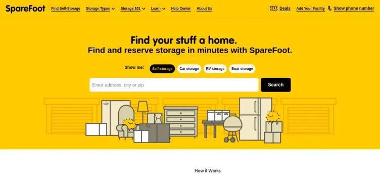 Screenshot SpareFoot