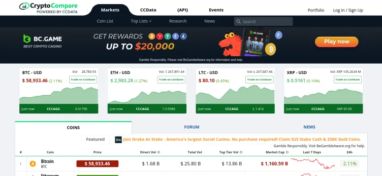 Screenshot Crypto Compare