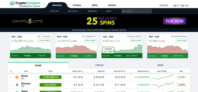 Screenshot Crypto Compare