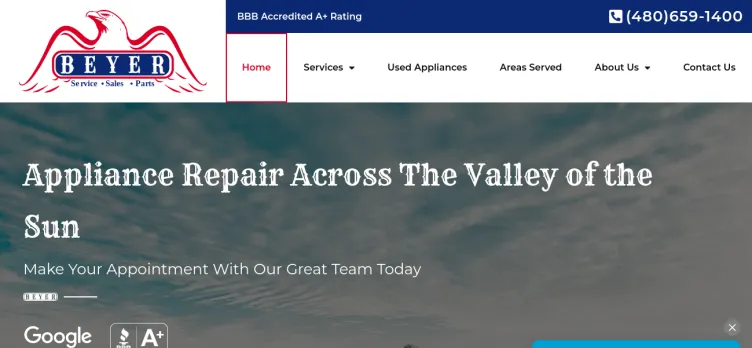 Screenshot Beyer Appliance Service