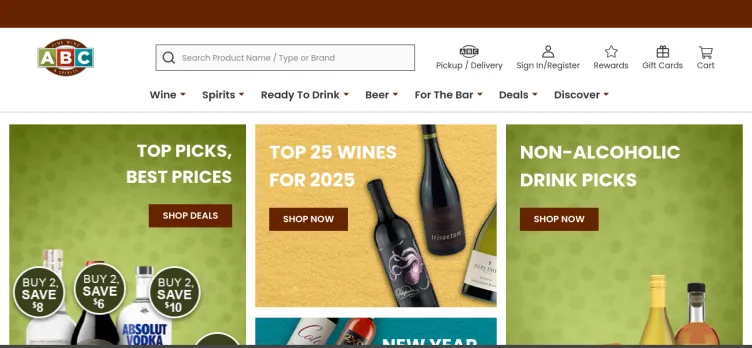 Screenshot ABC Fine Wine & Spirits