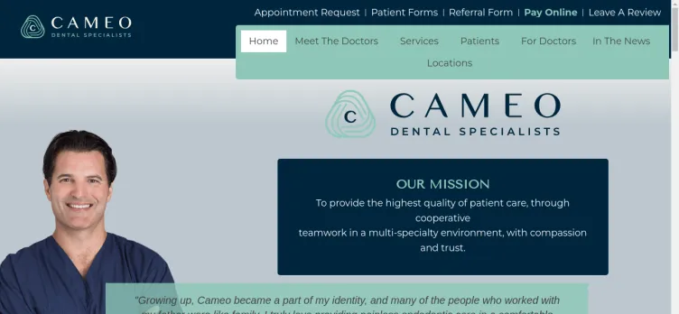 Screenshot Cameo Dental Specialists