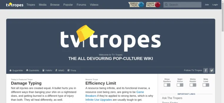 Screenshot TV Tropes