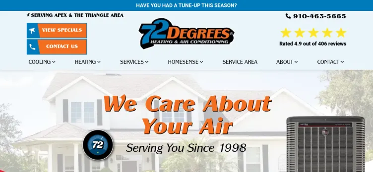 Screenshot 72 Degrees Heating & Air Conditioning
