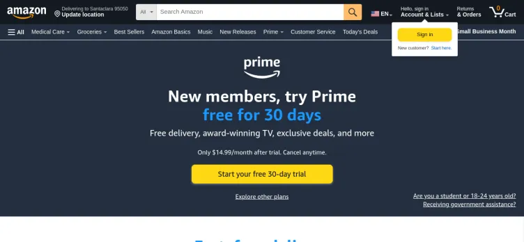 Screenshot Amazon Prime