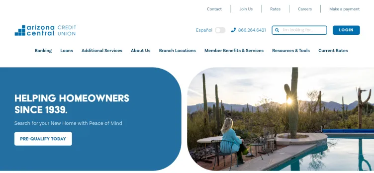 Screenshot Arizona Central Credit Union