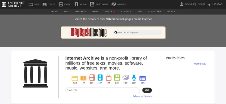 Screenshot Internet Archive