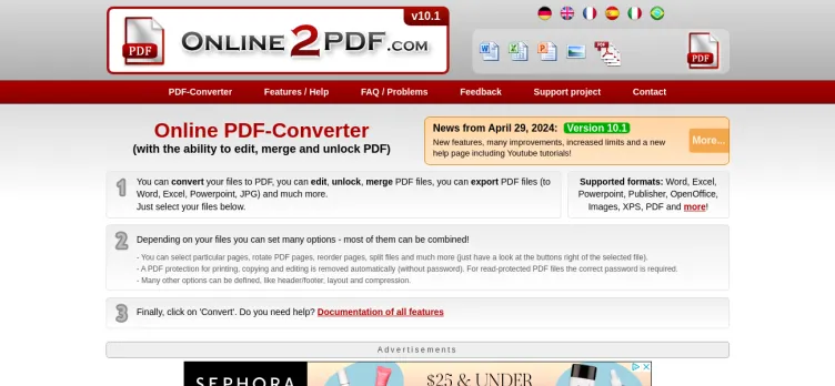 Screenshot Online2pdf