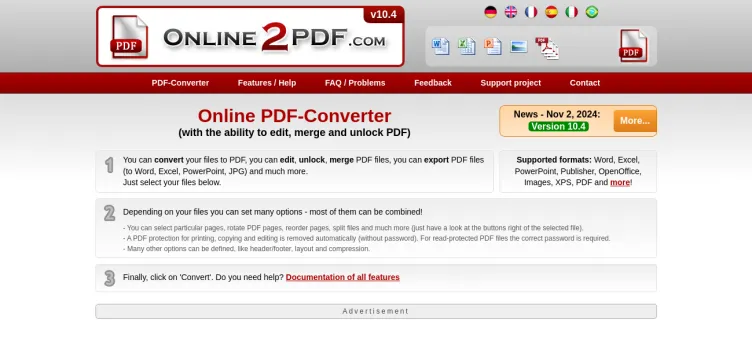 Screenshot Online2pdf