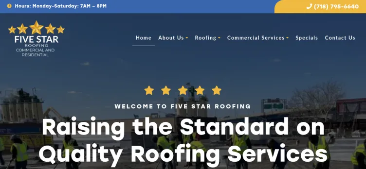 Screenshot Five Star Roofing
