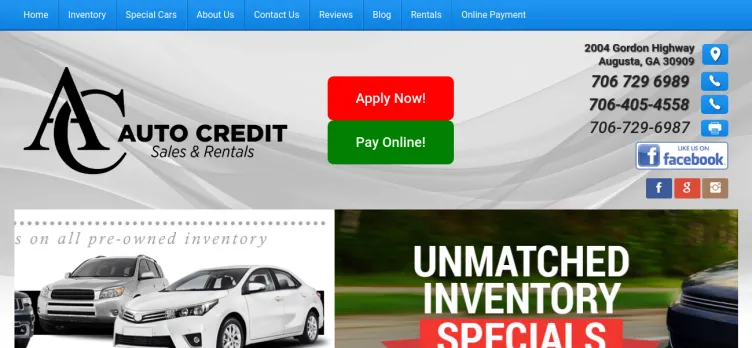 Screenshot Auto Credit Sales and Rentals