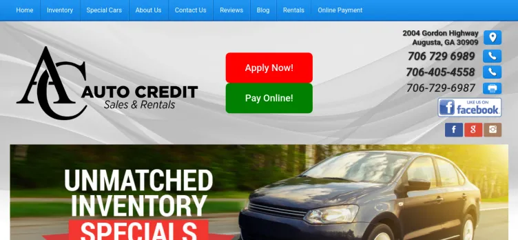 Screenshot Auto Credit Sales and Rentals