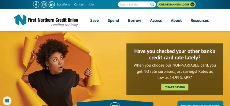 Screenshot First Northern Credit Union