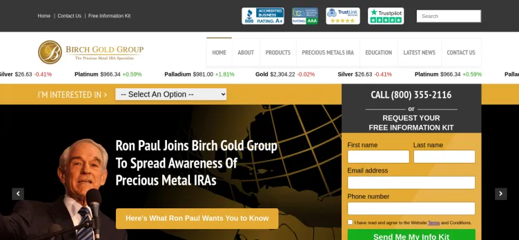 Screenshot Birch Gold Group