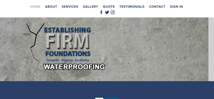 Screenshot Establishing Firm Foundation Waterproofing