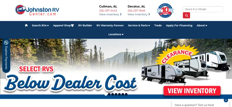 Screenshot Johnston RV Center