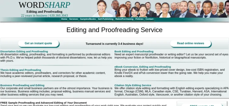 Screenshot WordSharp Editing and Proofreading