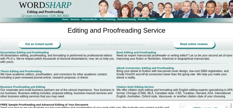 Screenshot WordSharp Editing and Proofreading