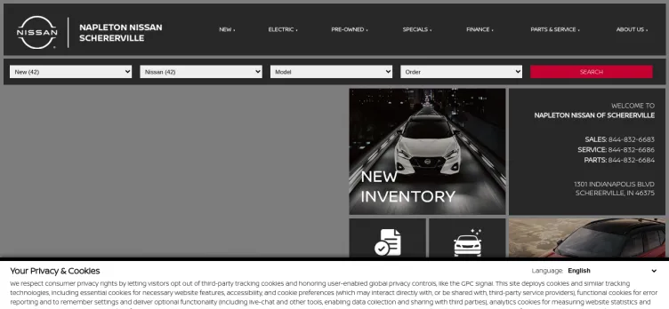 Screenshot Napleton Nissan in Schererville