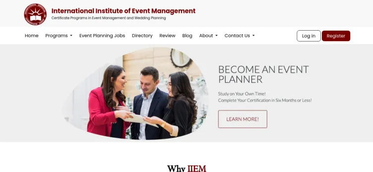 Screenshot International Institute of Event Management