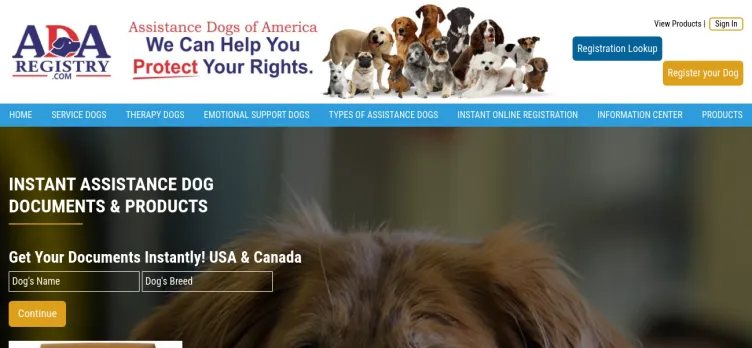 Screenshot Assistance Dogs of America
