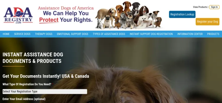 Screenshot Assistance Dogs of America