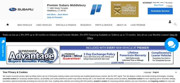 Screenshot Premier Subaru Middlebury