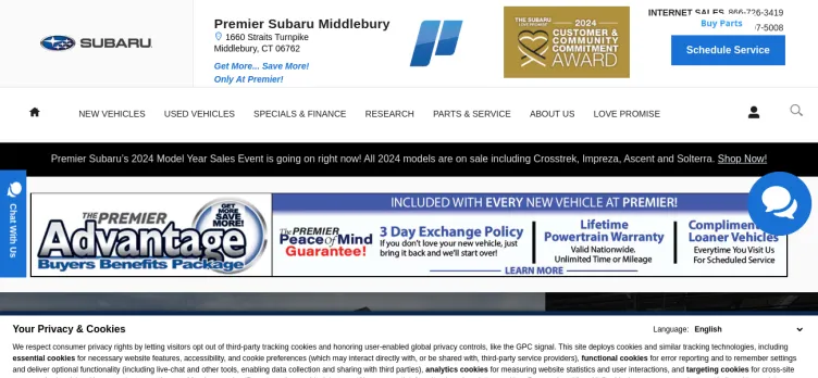 Screenshot Premier Subaru Middlebury