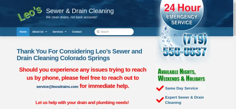 Screenshot Leo's Sewer & Drain Service