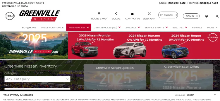 Screenshot Greenville Nissan