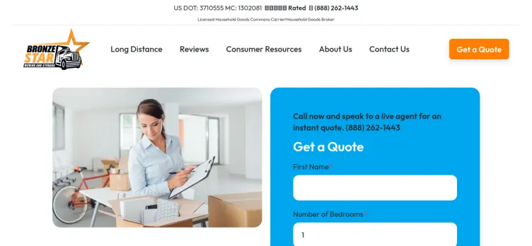 Screenshot Bronze Star Moving and Storage Incorporated
