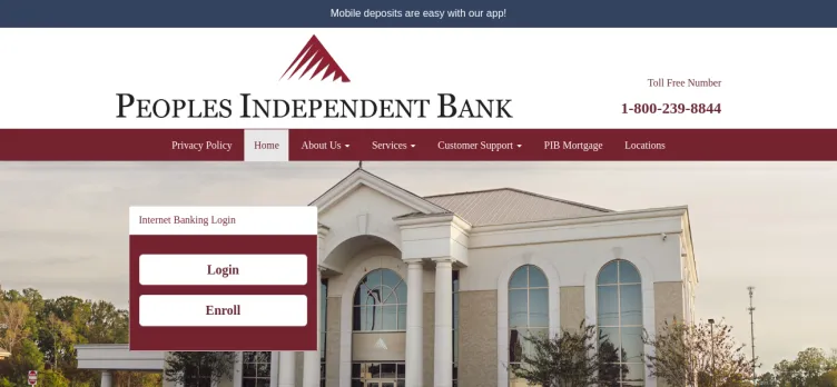 Screenshot Peoples Independent Bank