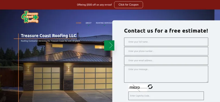 Screenshot Treasure Coast Roofing