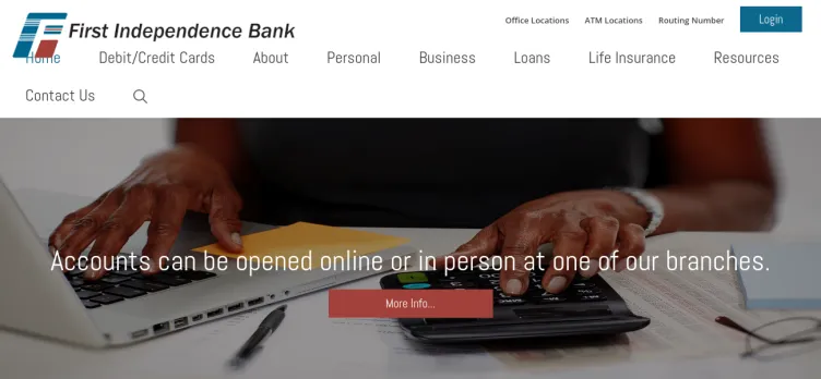 Screenshot First Independence Bank