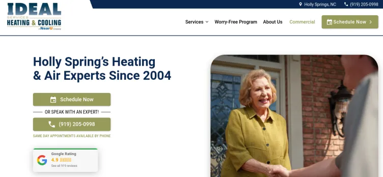 Screenshot Ideal Services Heating & Cooling