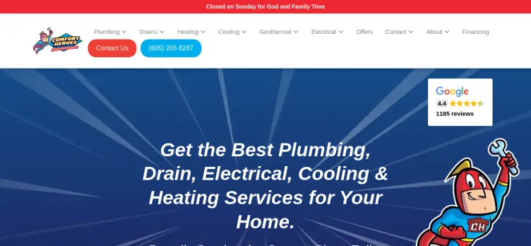 Screenshot Comfort Heroes Plumbing, Heating & Air
