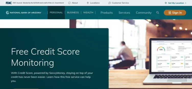 Screenshot National Bank of Arizona