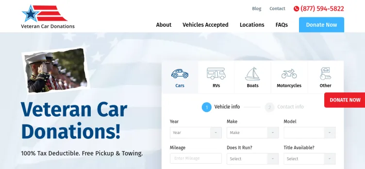 Screenshot Veteran Car Donations