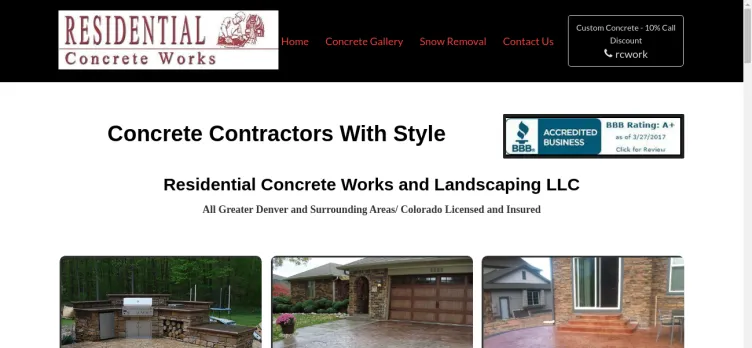 Screenshot Residential Concrete Works and Landscaping