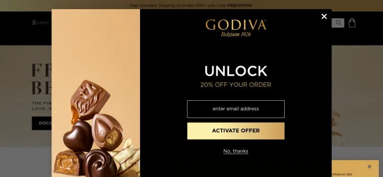 Screenshot Godiva Chocolate