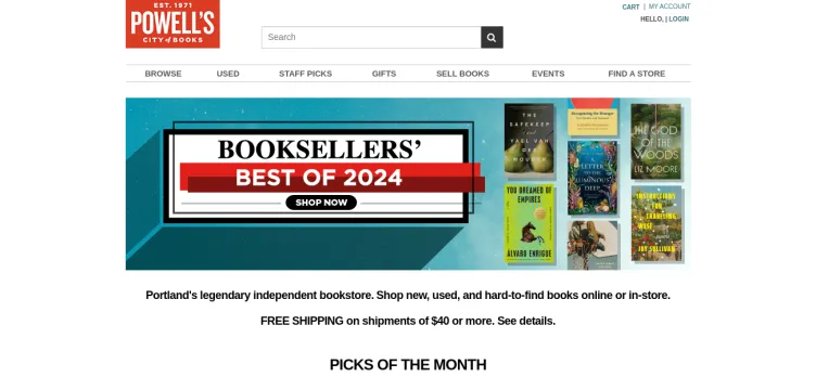 Screenshot Powell's Books