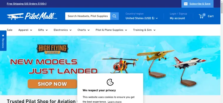 Screenshot PilotMall.com Pilot Shop