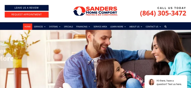 Screenshot Sanders Heating & Air Conditioning