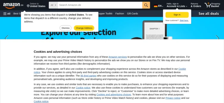 Screenshot Amazon DE